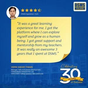 Vidya Sagar Tiwari BBA Student Review - DSMS Durgapur
